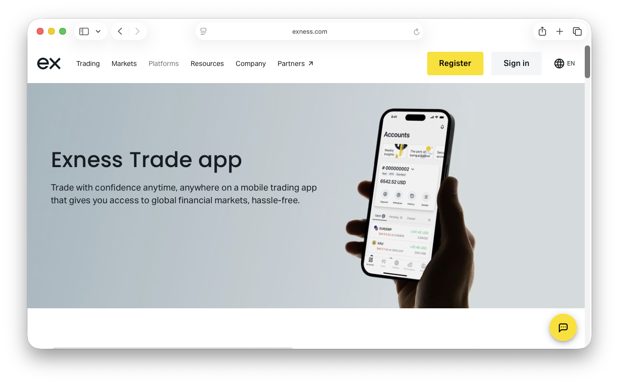 Exness trading platform